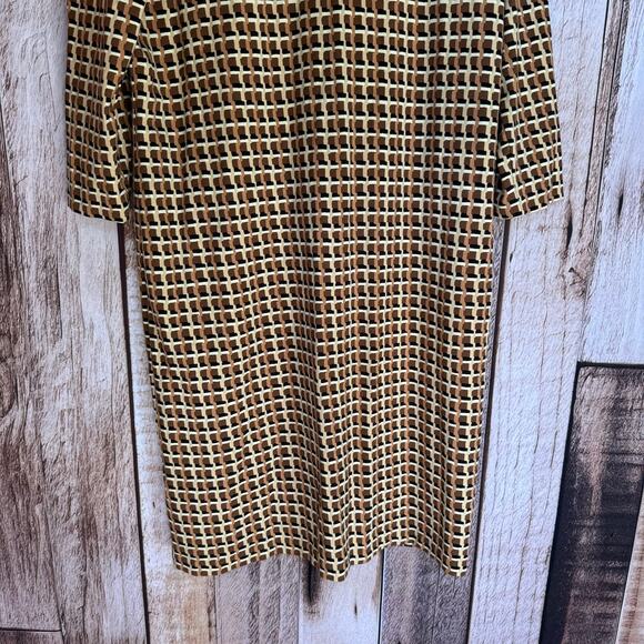 J.McLaughlin Falcon Bainbridge Woven Midi Dress XL Geometric Print Vegan Leather - Picture 5 of 9